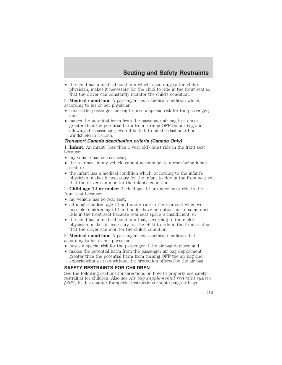 Seating and safety restraints | FORD 2003 F-150 v.1 User Manual | Page 119 / 280