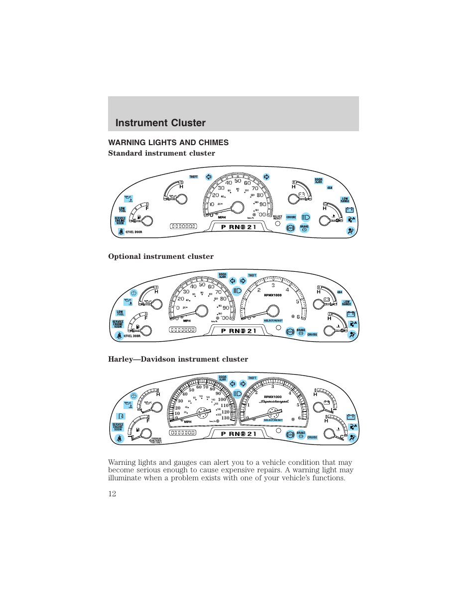 Instrument cluster | FORD 2003 F-150 v.1 User Manual | Page 12 / 280