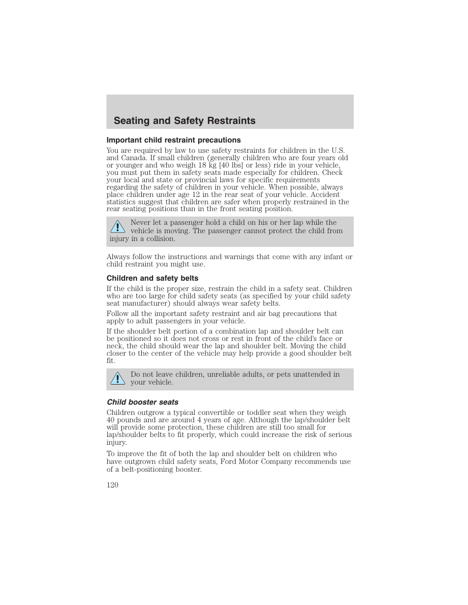 Seating and safety restraints | FORD 2003 F-150 v.1 User Manual | Page 120 / 280