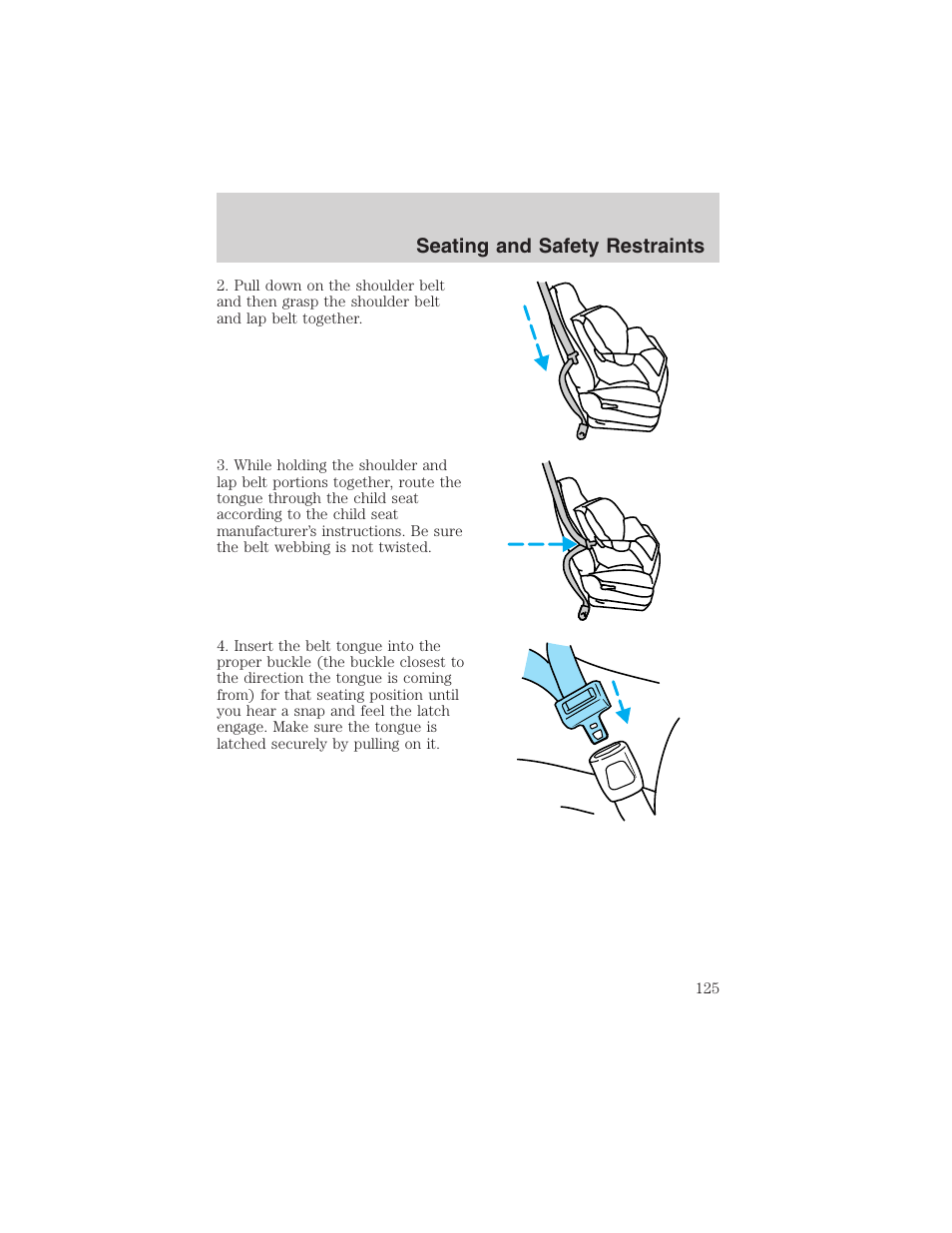 Seating and safety restraints | FORD 2003 F-150 v.1 User Manual | Page 125 / 280