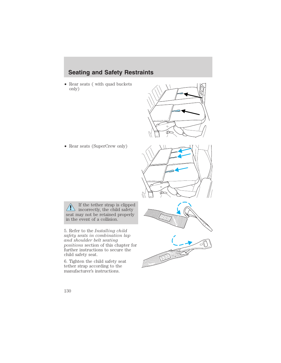 Seating and safety restraints | FORD 2003 F-150 v.1 User Manual | Page 130 / 280