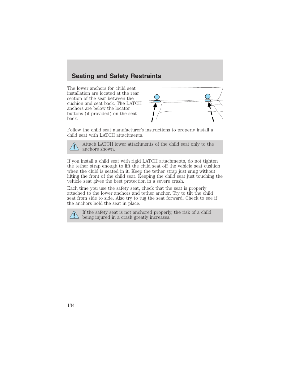 Seating and safety restraints | FORD 2003 F-150 v.1 User Manual | Page 134 / 280