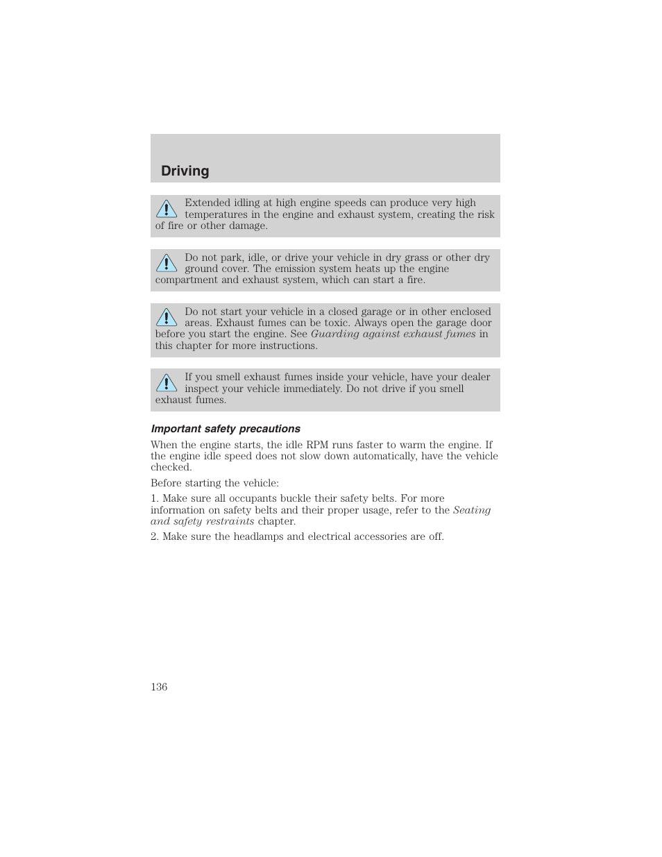 Driving | FORD 2003 F-150 v.1 User Manual | Page 136 / 280