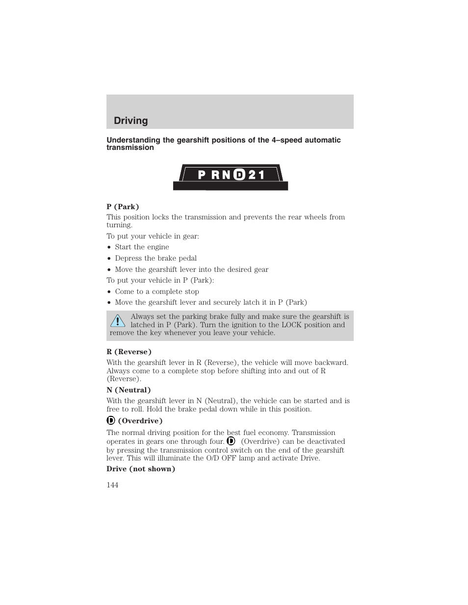 Driving | FORD 2003 F-150 v.1 User Manual | Page 144 / 280