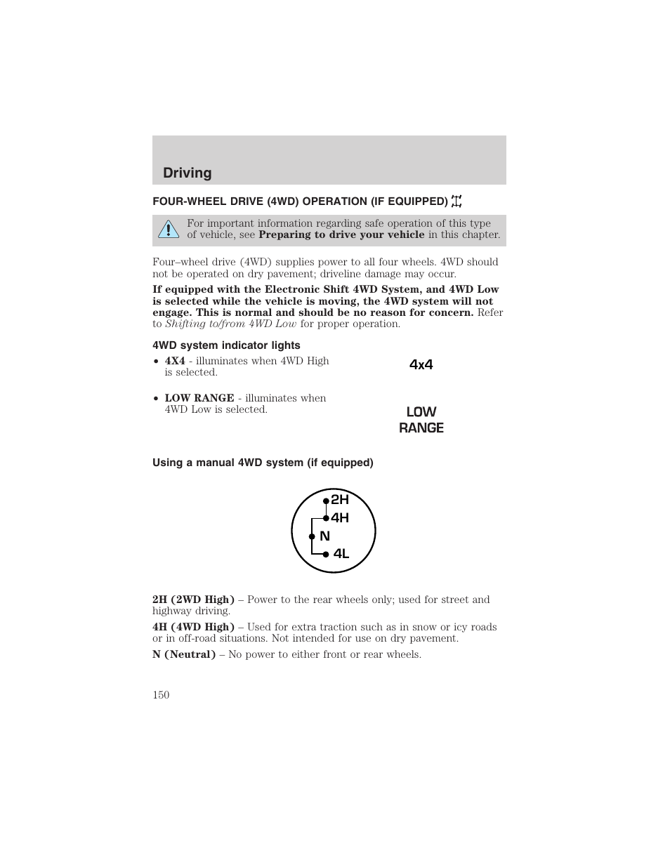 Driving | FORD 2003 F-150 v.1 User Manual | Page 150 / 280