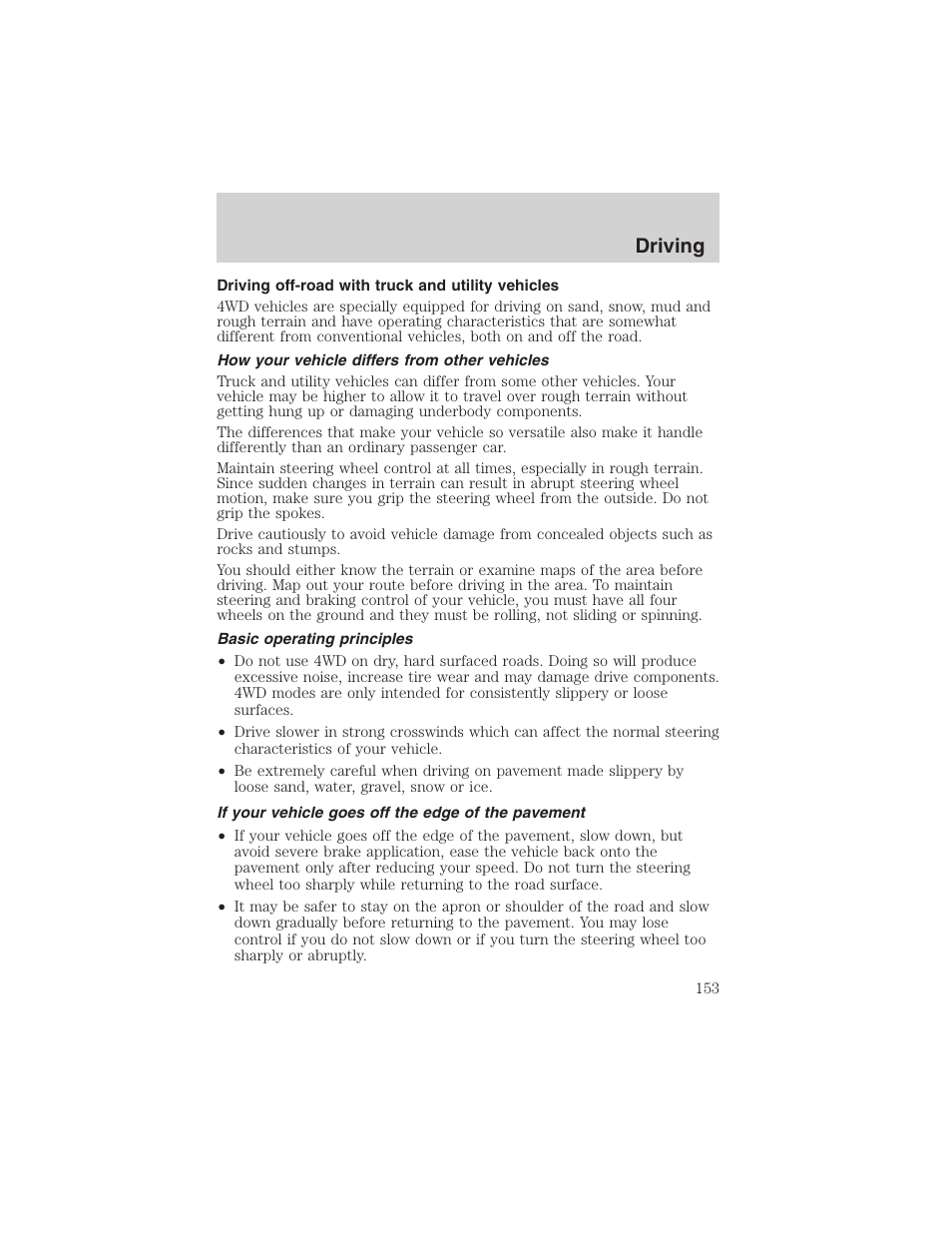 Driving | FORD 2003 F-150 v.1 User Manual | Page 153 / 280