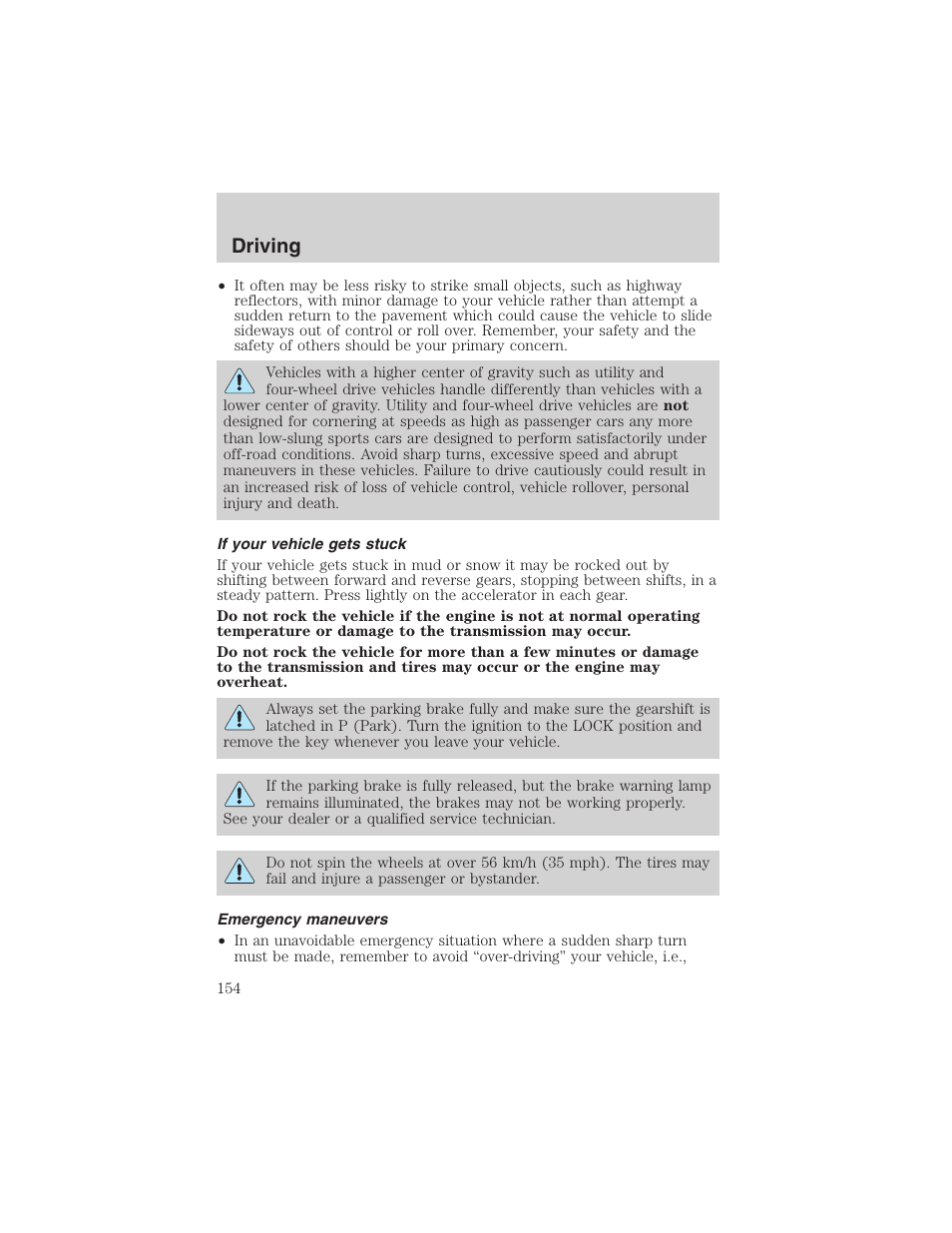 Driving | FORD 2003 F-150 v.1 User Manual | Page 154 / 280