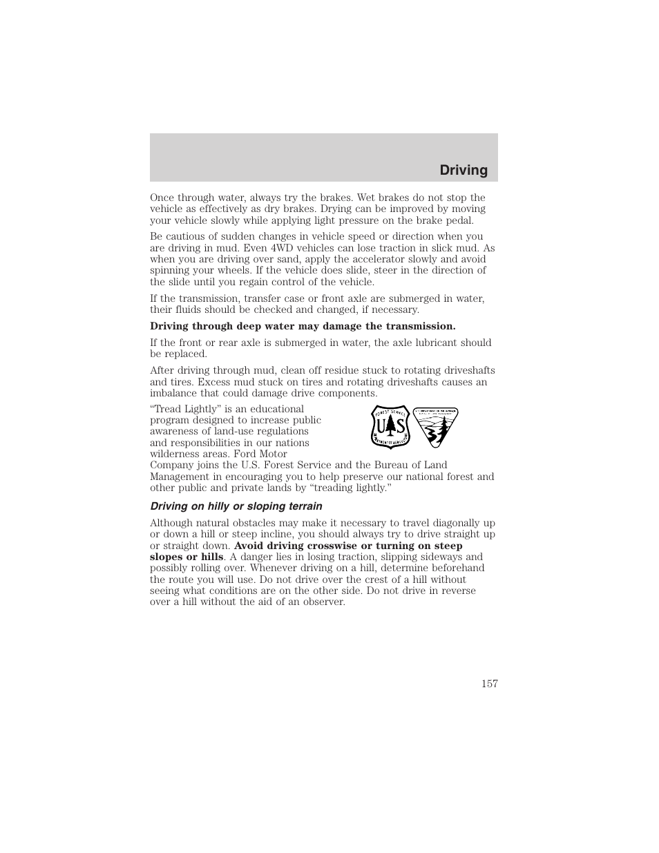 Driving | FORD 2003 F-150 v.1 User Manual | Page 157 / 280