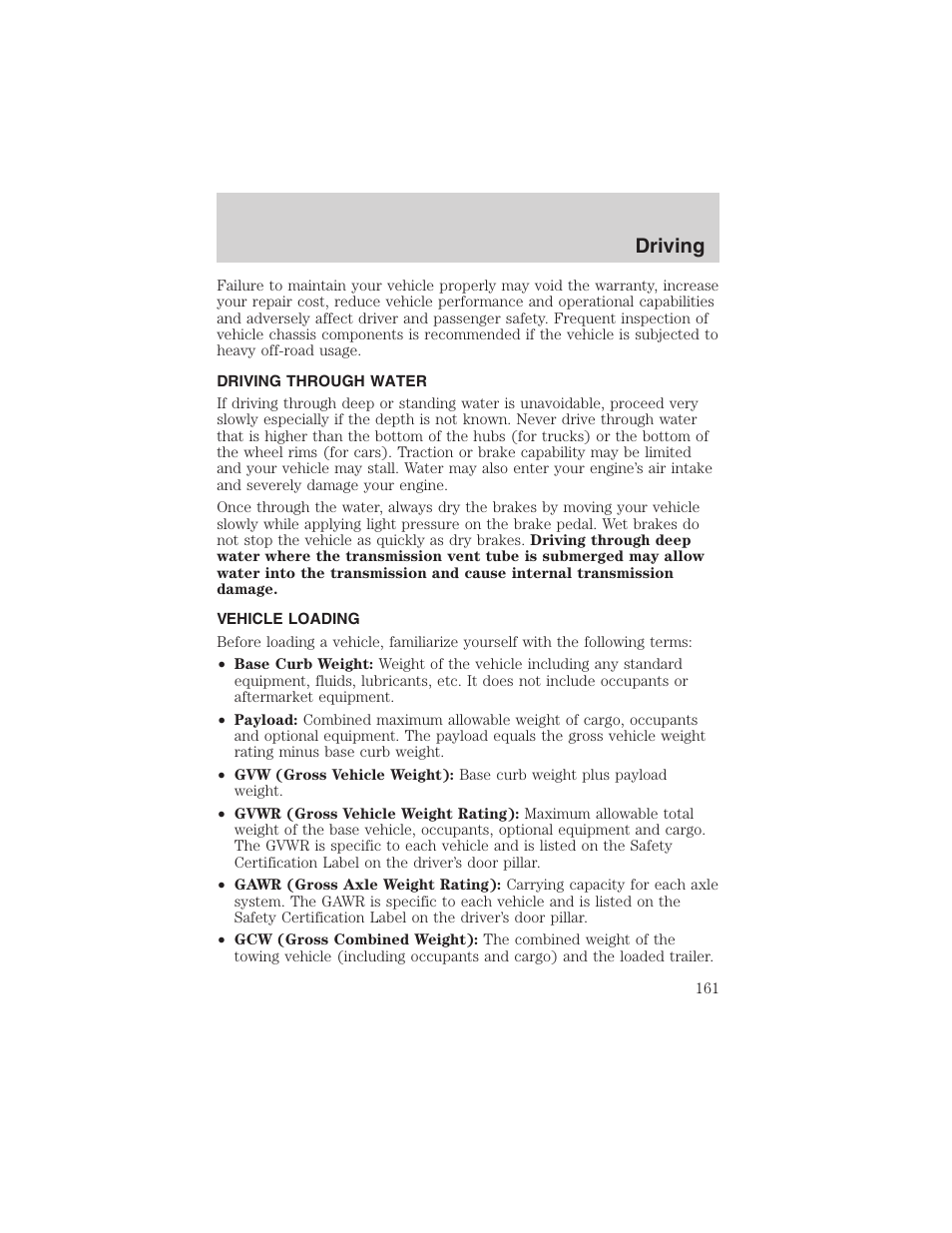 Driving | FORD 2003 F-150 v.1 User Manual | Page 161 / 280