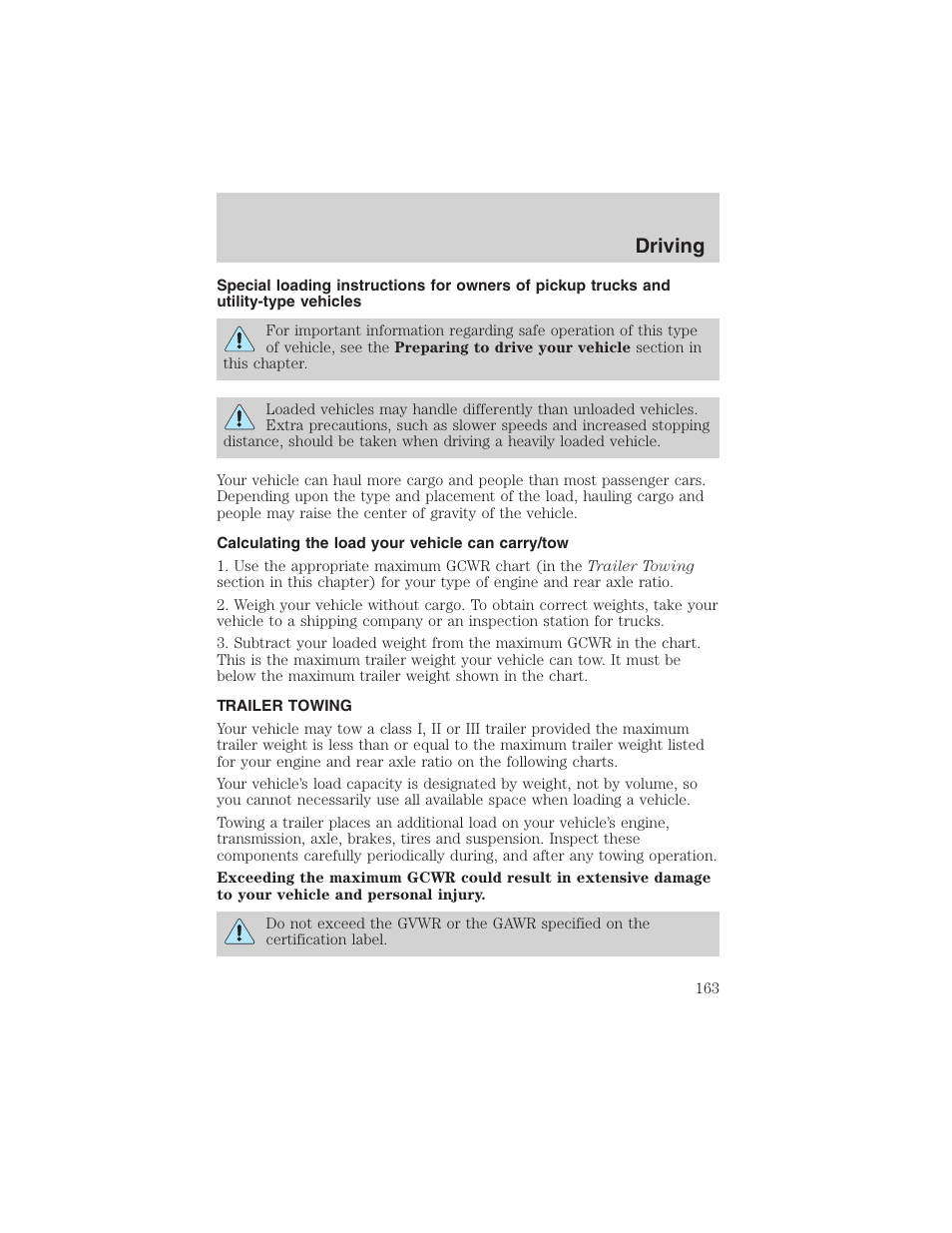 Driving | FORD 2003 F-150 v.1 User Manual | Page 163 / 280