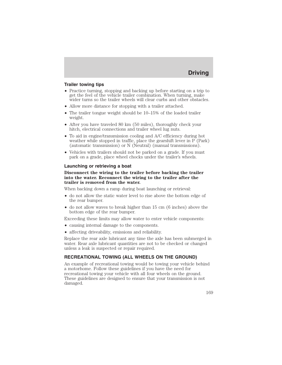 Driving | FORD 2003 F-150 v.1 User Manual | Page 169 / 280