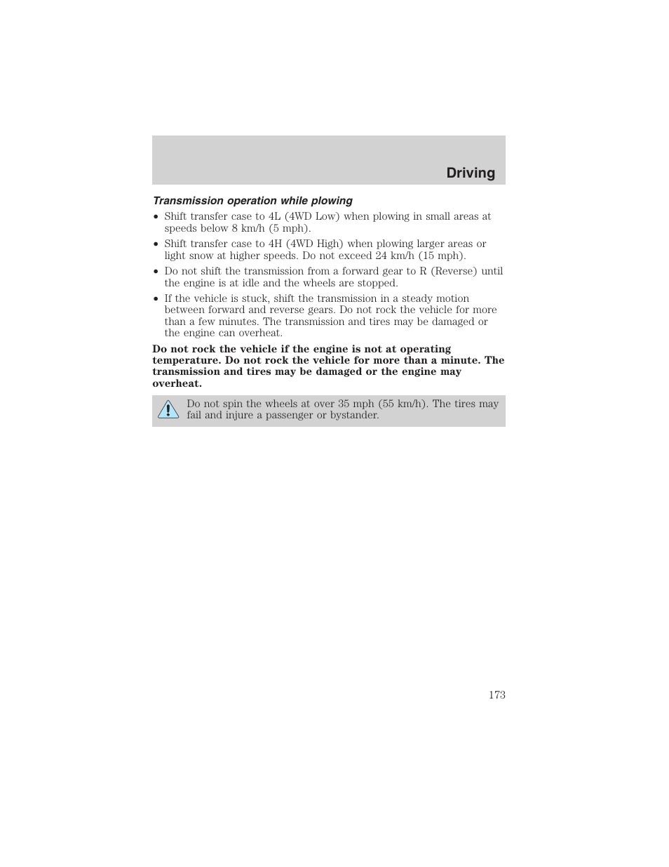 Driving | FORD 2003 F-150 v.1 User Manual | Page 173 / 280