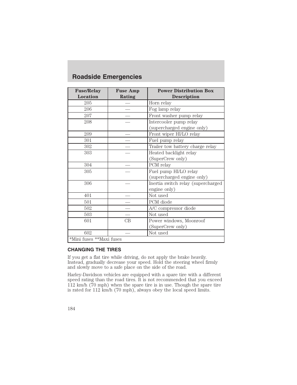 Roadside emergencies | FORD 2003 F-150 v.1 User Manual | Page 184 / 280