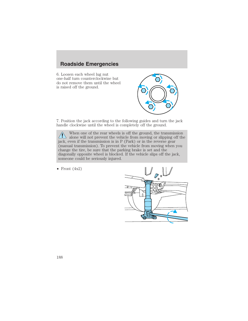 Roadside emergencies | FORD 2003 F-150 v.1 User Manual | Page 188 / 280