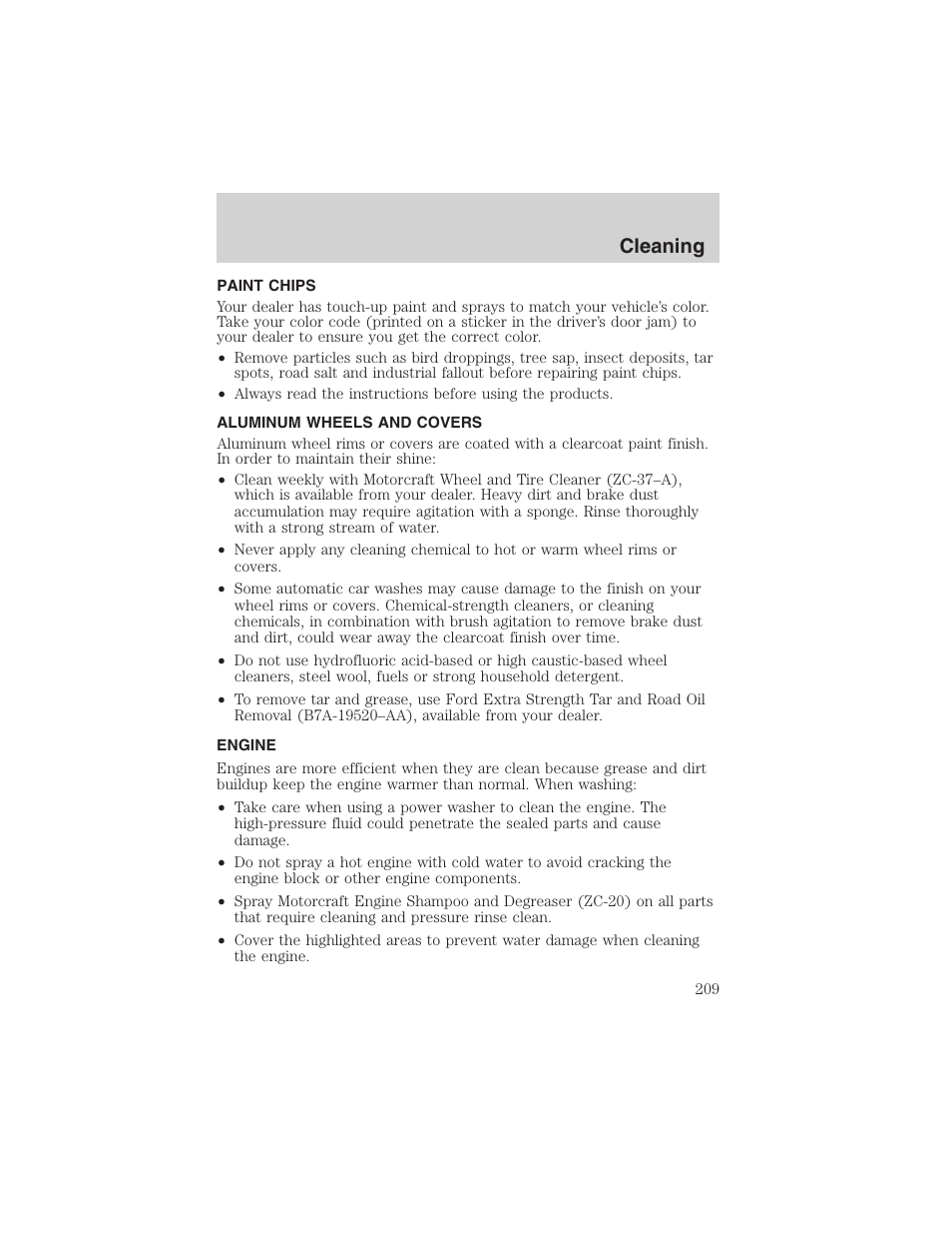 Cleaning | FORD 2003 F-150 v.1 User Manual | Page 209 / 280