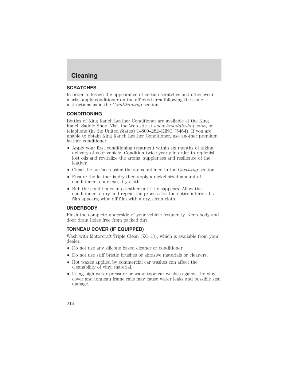 Cleaning | FORD 2003 F-150 v.1 User Manual | Page 214 / 280