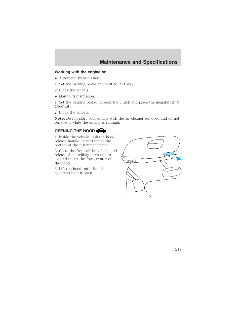 Maintenance and specifications | FORD 2003 F-150 v.1 User Manual | Page 217 / 280