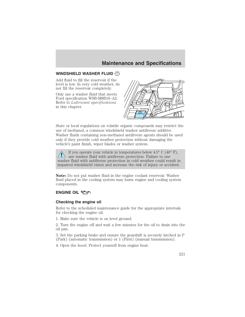 Maintenance and specifications | FORD 2003 F-150 v.1 User Manual | Page 221 / 280