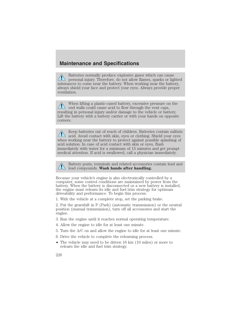 Maintenance and specifications | FORD 2003 F-150 v.1 User Manual | Page 226 / 280