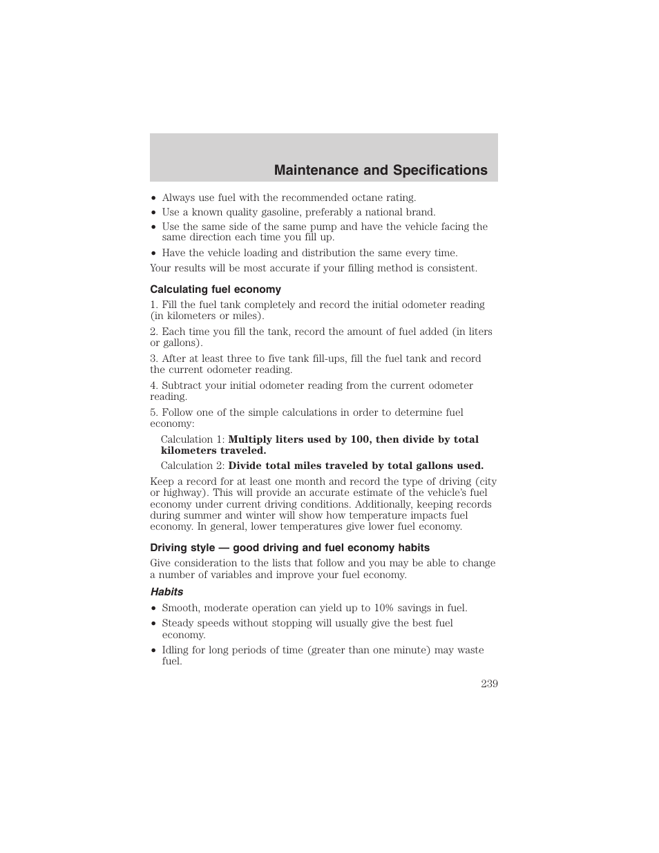 Maintenance and specifications | FORD 2003 F-150 v.1 User Manual | Page 239 / 280