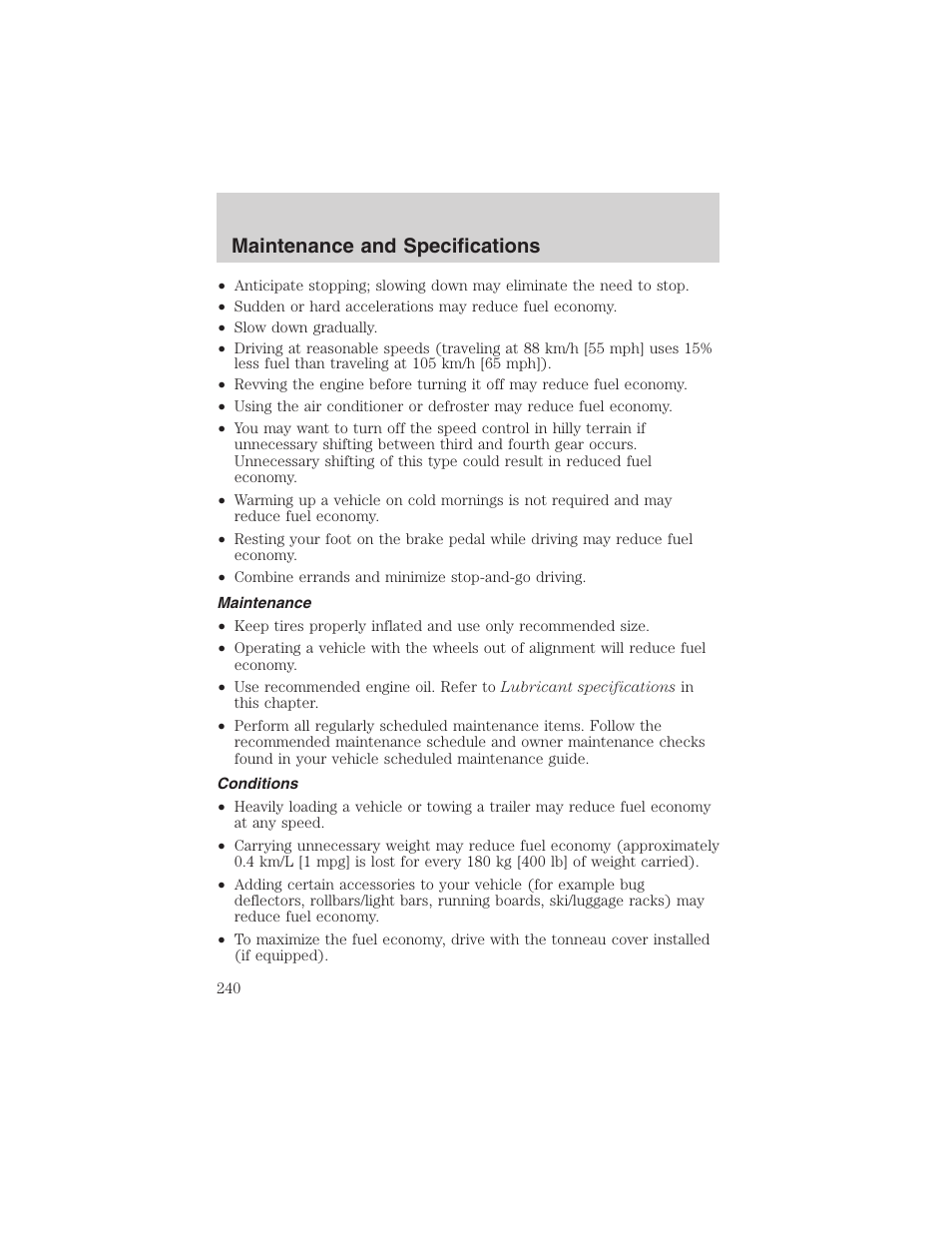 Maintenance and specifications | FORD 2003 F-150 v.1 User Manual | Page 240 / 280