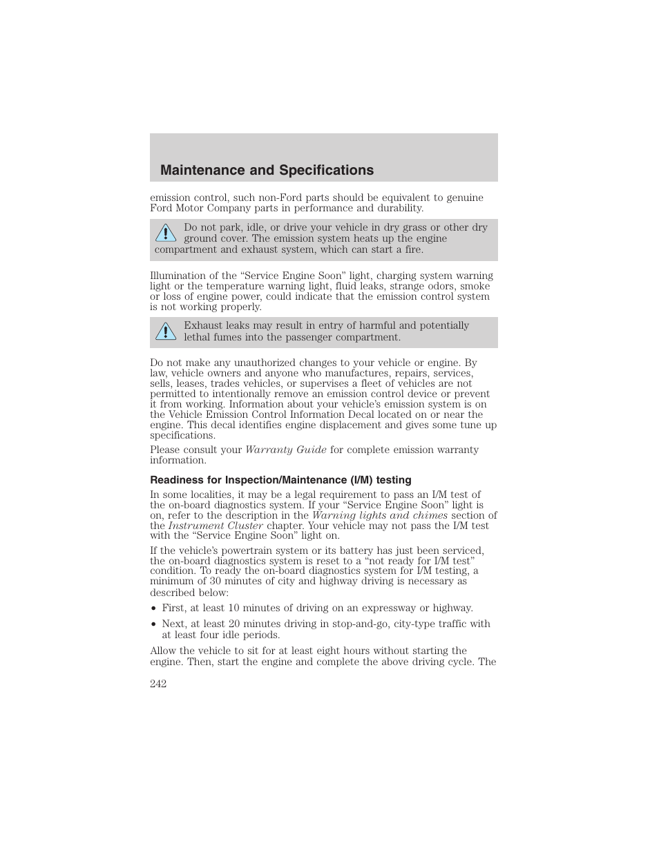 Maintenance and specifications | FORD 2003 F-150 v.1 User Manual | Page 242 / 280