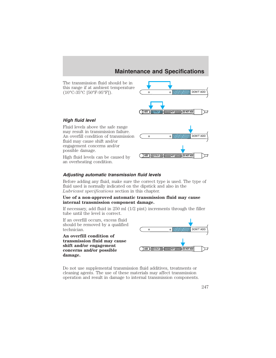 Maintenance and specifications | FORD 2003 F-150 v.1 User Manual | Page 247 / 280