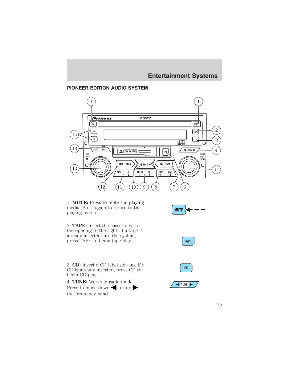 Entertainment systems | FORD 2003 F-150 v.1 User Manual | Page 25 / 280