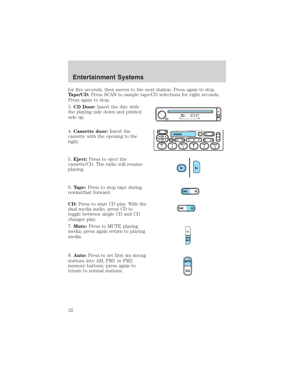 Entertainment systems | FORD 2003 F-150 v.1 User Manual | Page 32 / 280