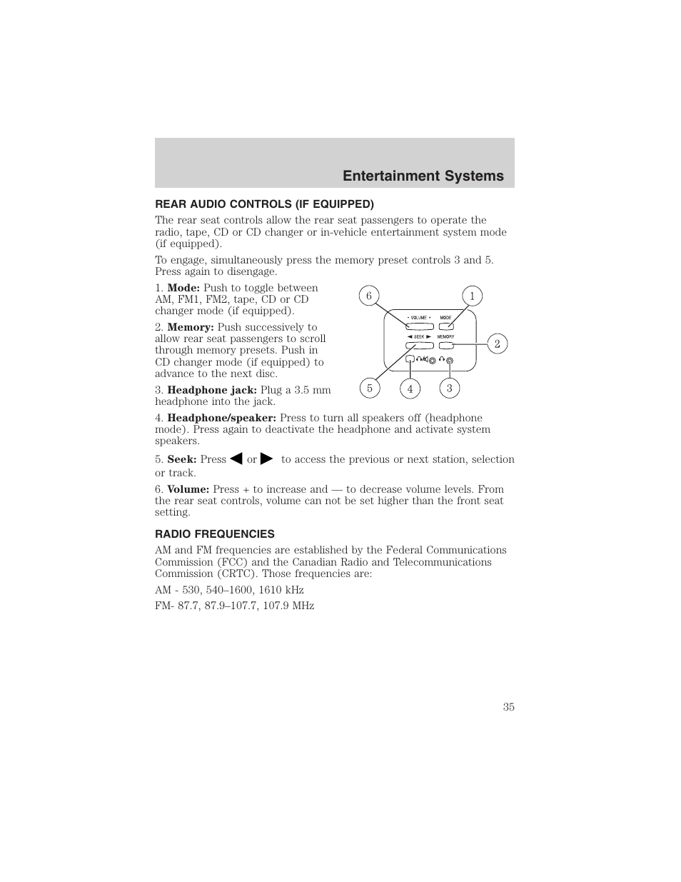 Entertainment systems | FORD 2003 F-150 v.1 User Manual | Page 35 / 280
