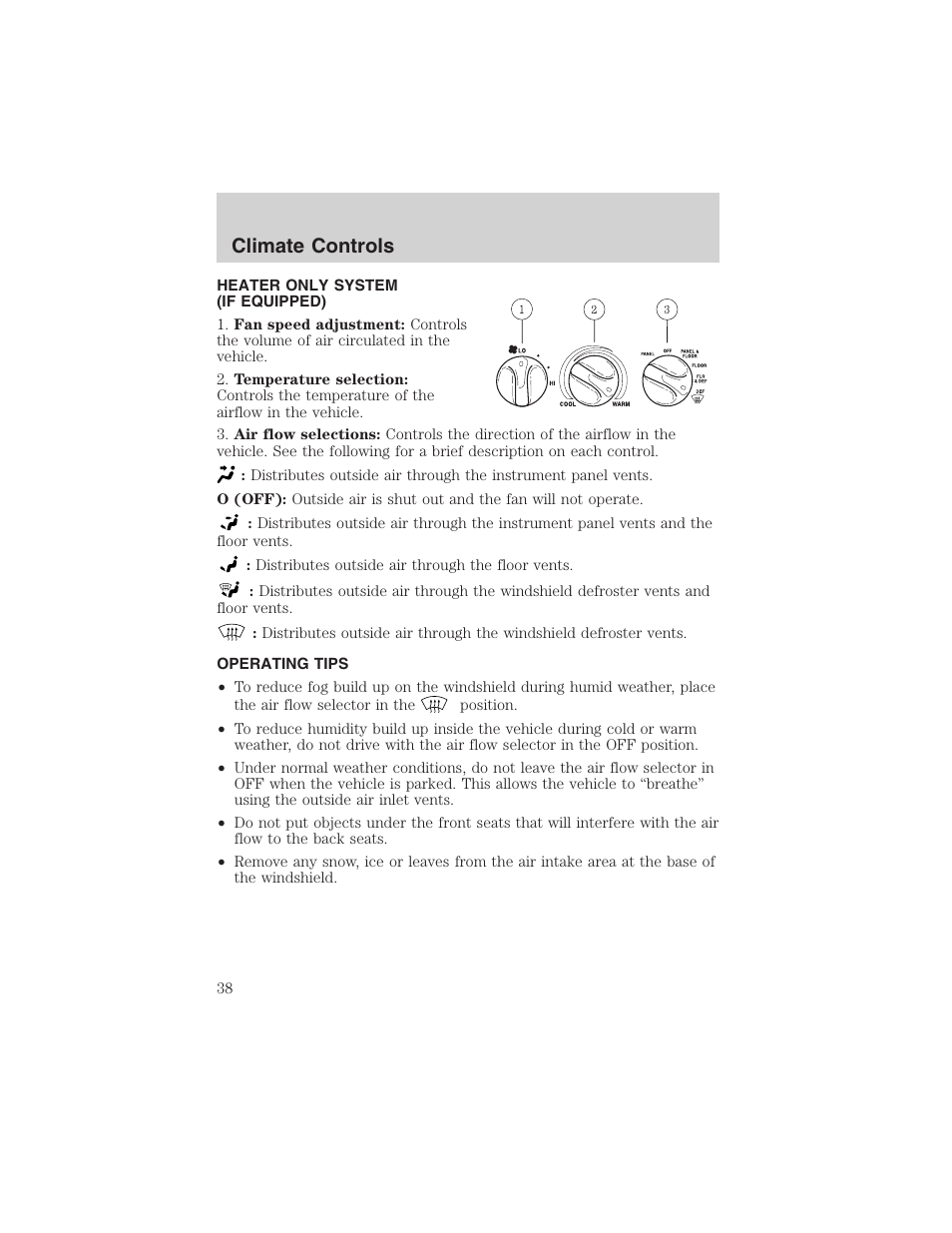 Climate controls | FORD 2003 F-150 v.1 User Manual | Page 38 / 280