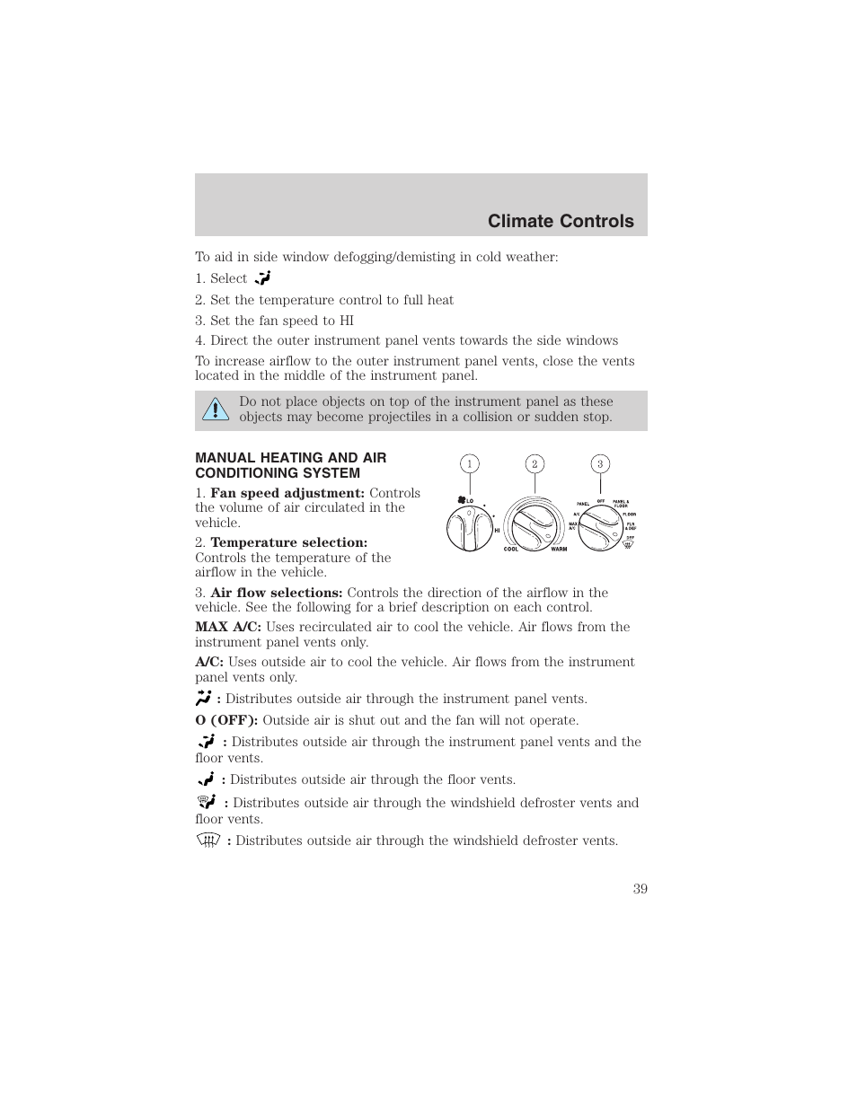 Climate controls | FORD 2003 F-150 v.1 User Manual | Page 39 / 280