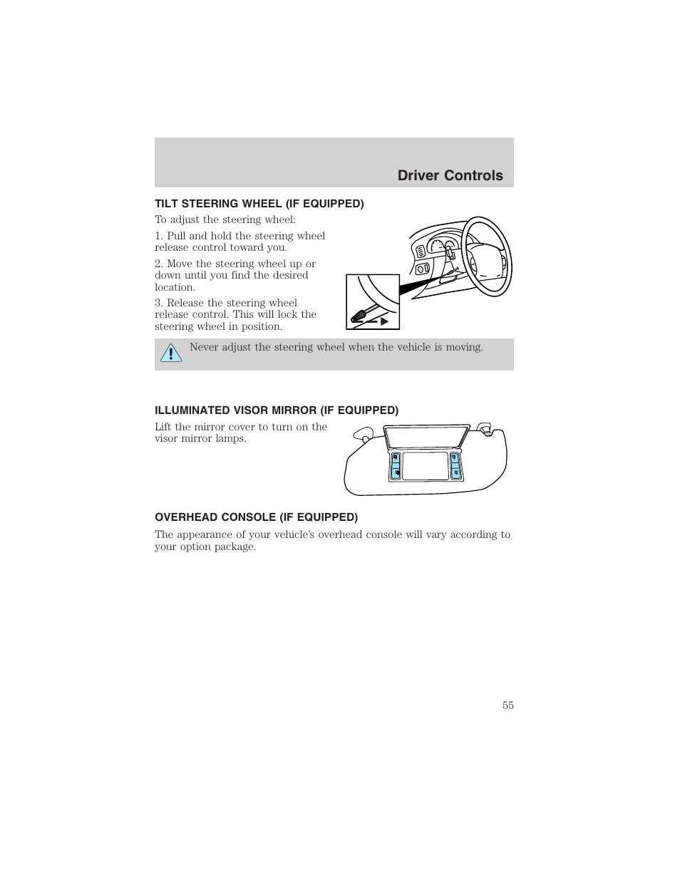 Driver controls | FORD 2003 F-150 v.1 User Manual | Page 55 / 280