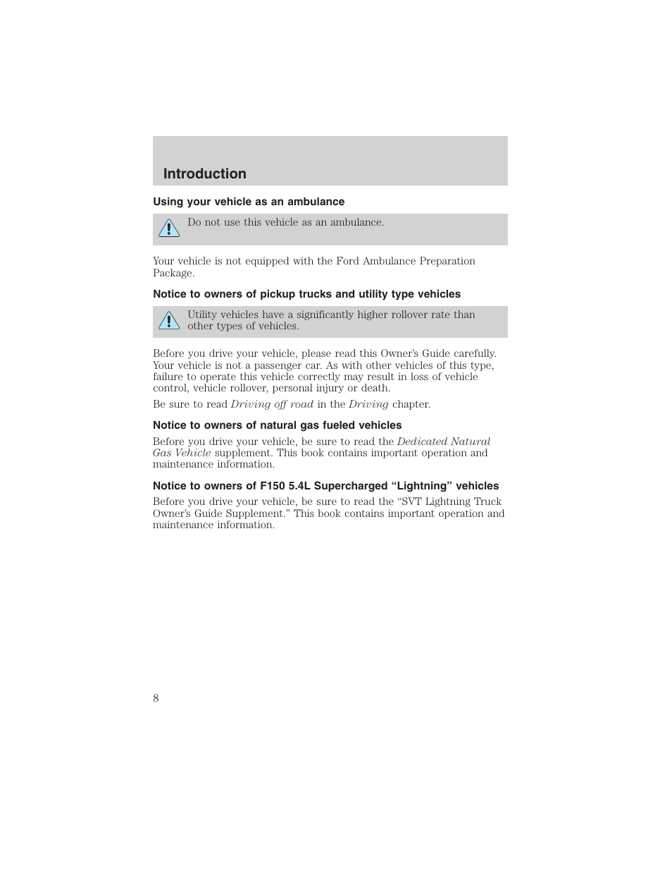 Introduction | FORD 2003 F-150 v.1 User Manual | Page 8 / 280