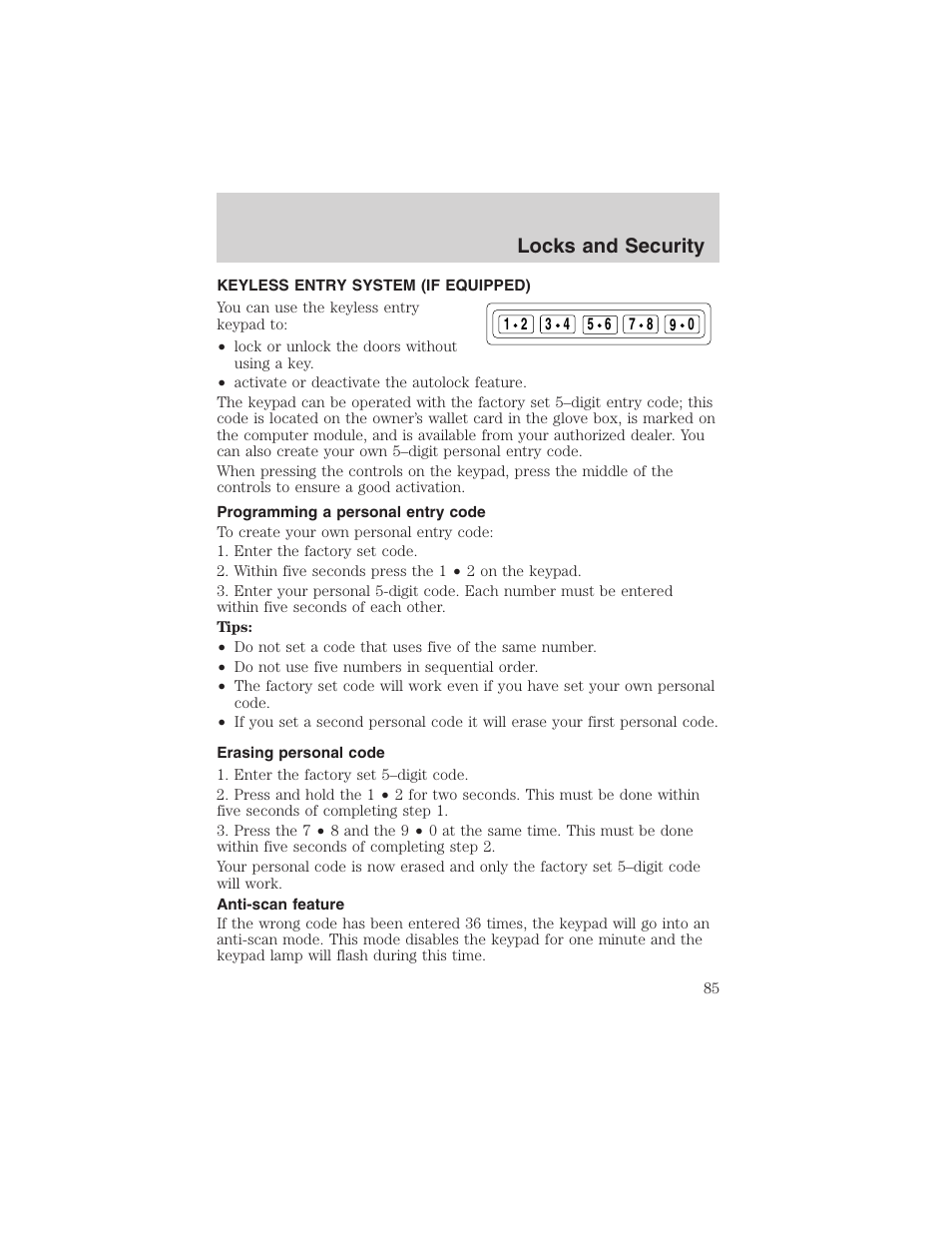 Locks and security | FORD 2003 F-150 v.1 User Manual | Page 85 / 280