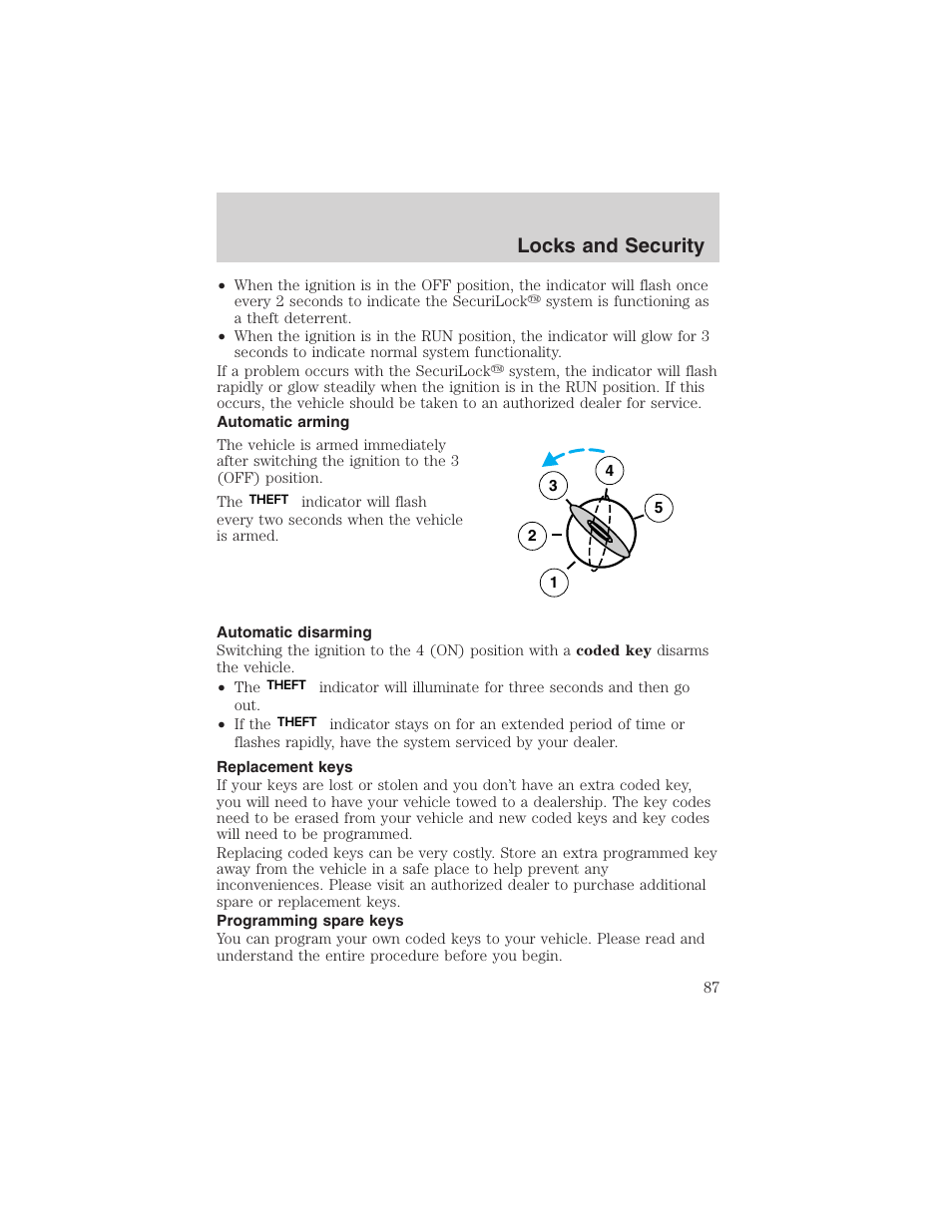 Locks and security | FORD 2003 F-150 v.1 User Manual | Page 87 / 280