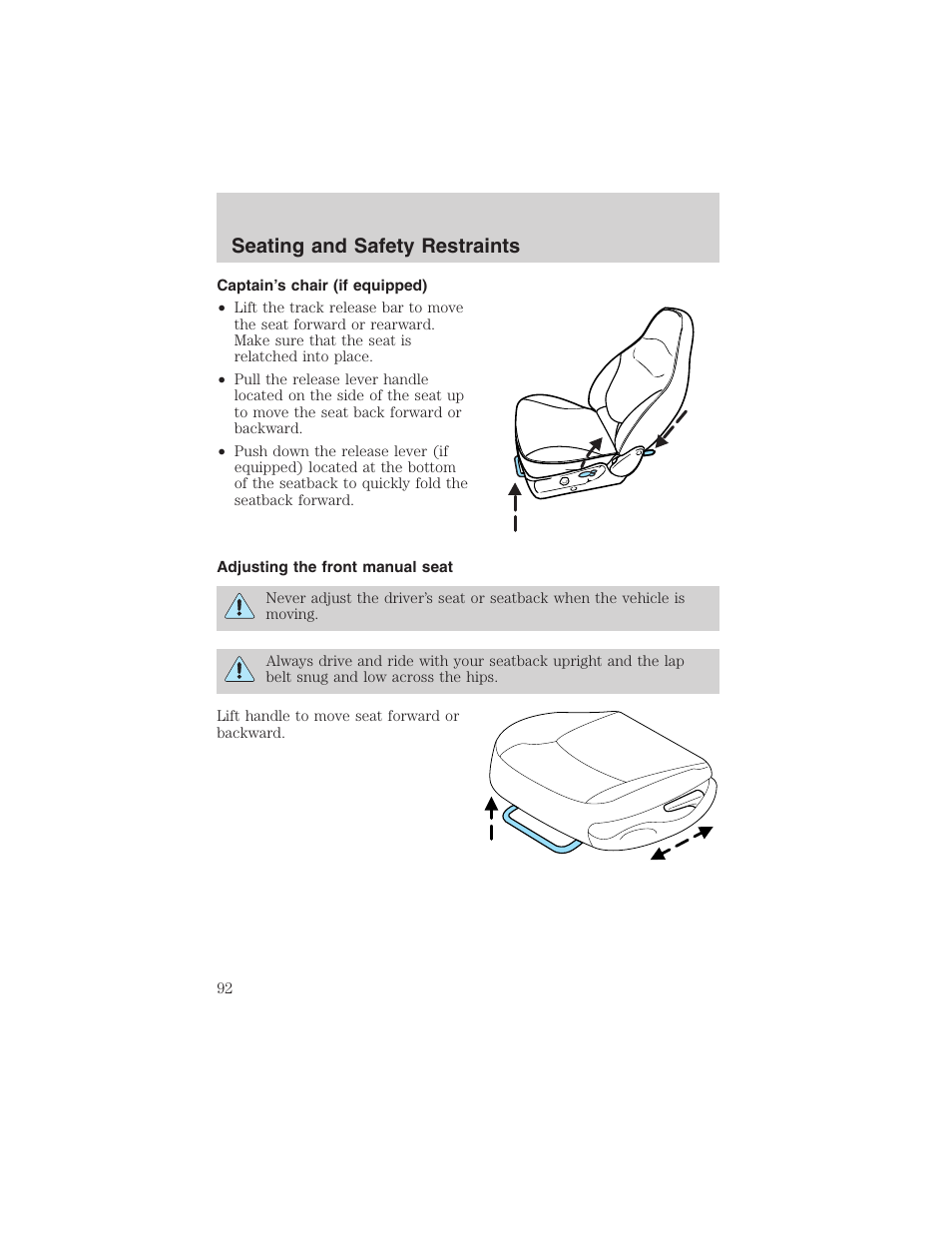 Seating and safety restraints | FORD 2003 F-150 v.1 User Manual | Page 92 / 280