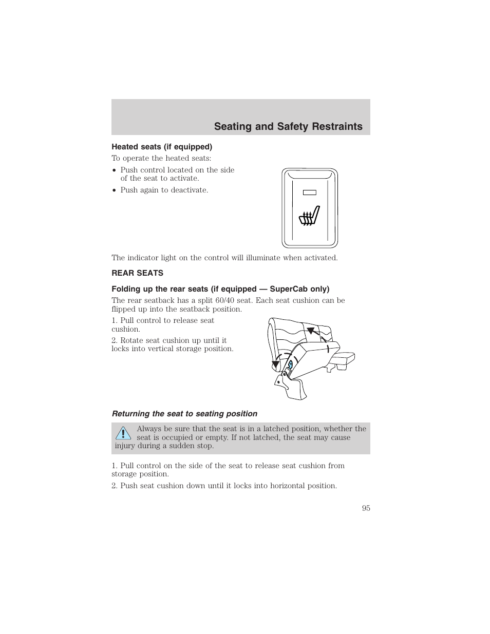 Seating and safety restraints | FORD 2003 F-150 v.1 User Manual | Page 95 / 280