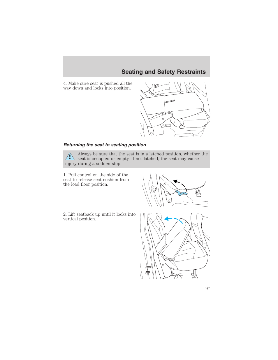 Seating and safety restraints | FORD 2003 F-150 v.1 User Manual | Page 97 / 280