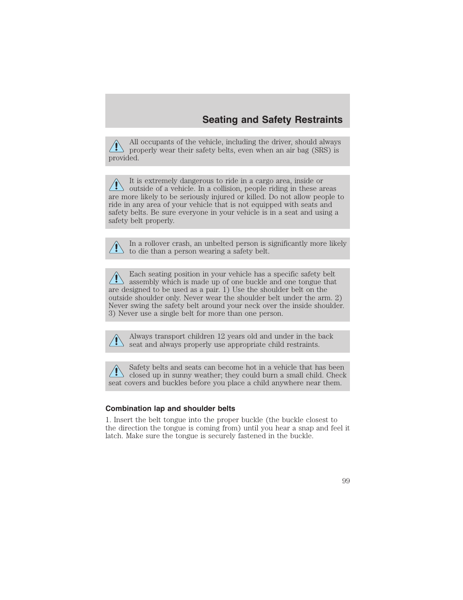 Seating and safety restraints | FORD 2003 F-150 v.1 User Manual | Page 99 / 280