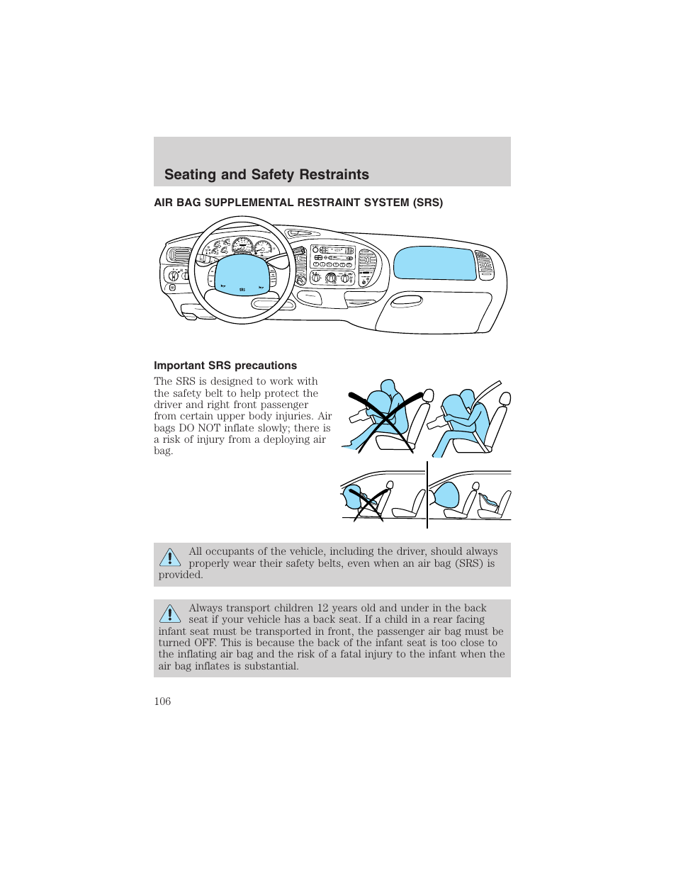 Seating and safety restraints | FORD 2003 F-150 v.2 User Manual | Page 106 / 272