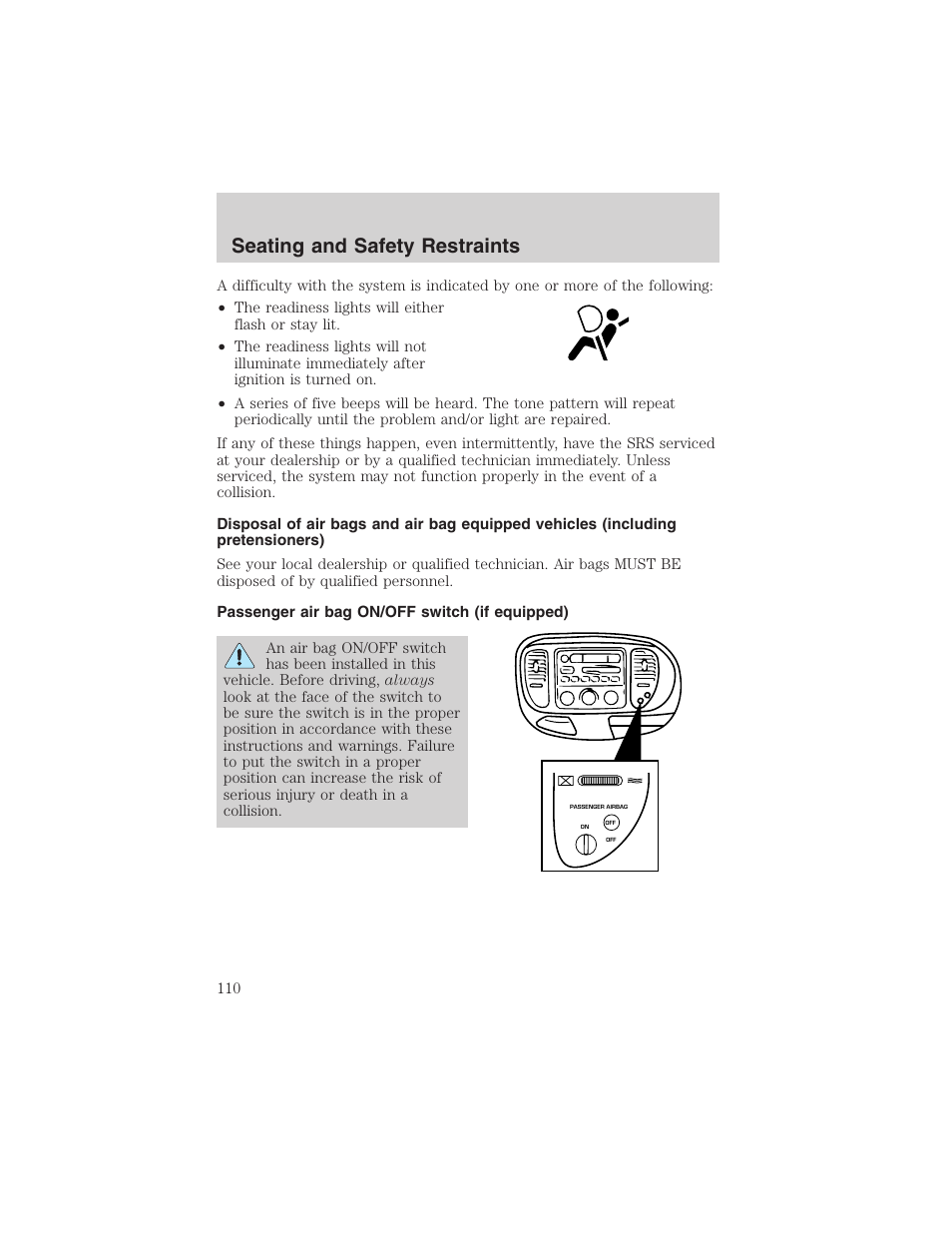 Seating and safety restraints | FORD 2003 F-150 v.2 User Manual | Page 110 / 272