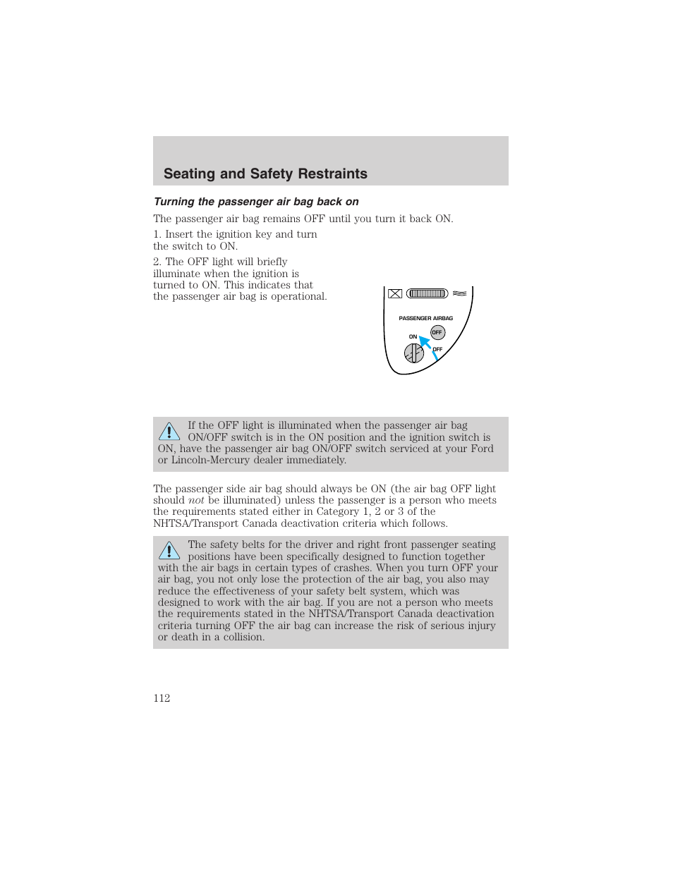 Seating and safety restraints | FORD 2003 F-150 v.2 User Manual | Page 112 / 272