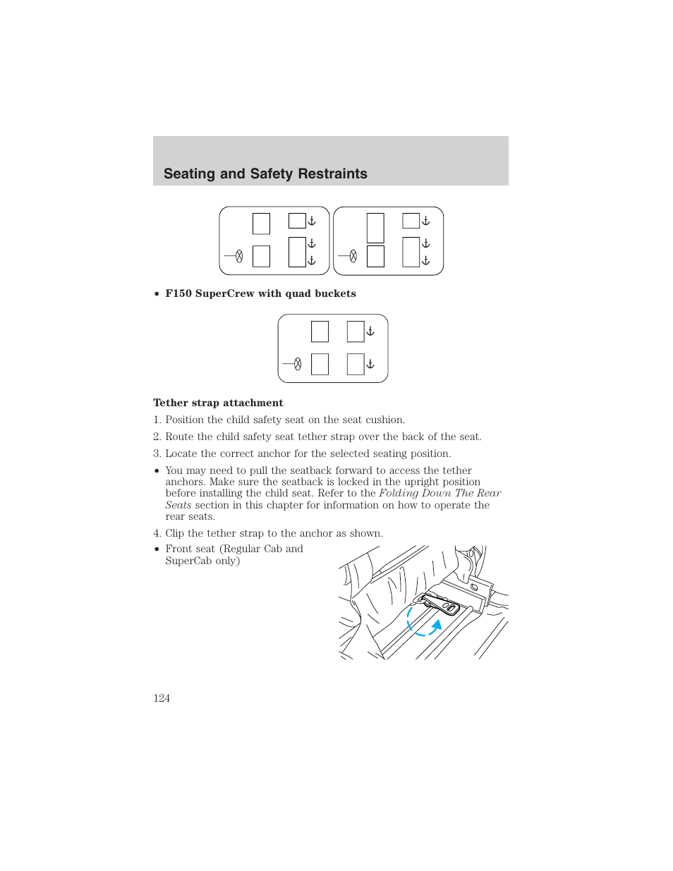 Seating and safety restraints | FORD 2003 F-150 v.2 User Manual | Page 124 / 272