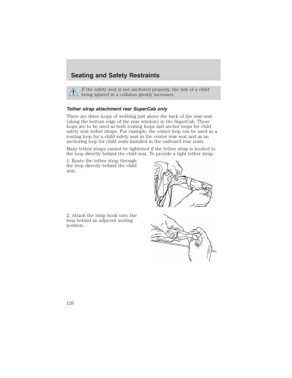 Seating and safety restraints | FORD 2003 F-150 v.2 User Manual | Page 126 / 272