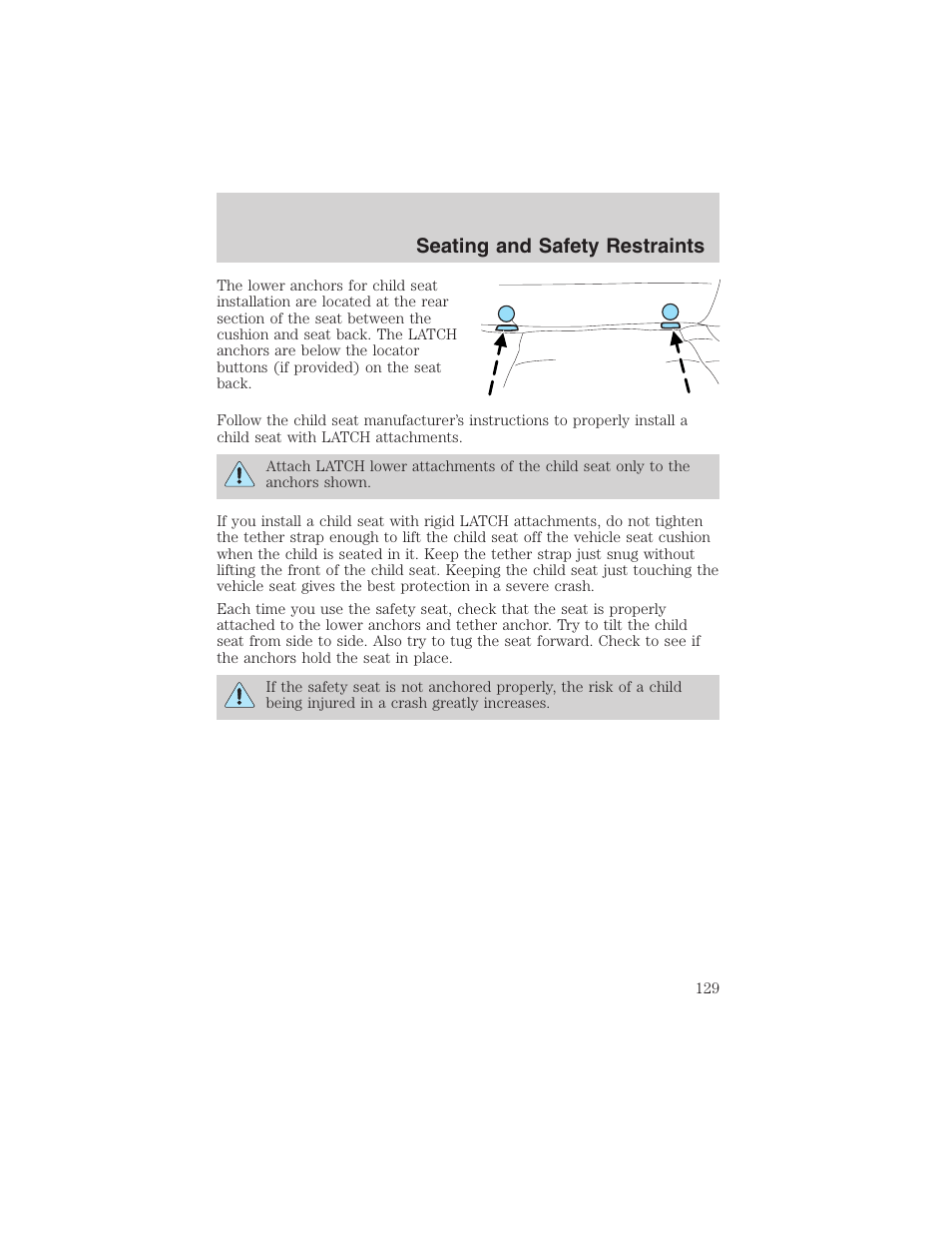 Seating and safety restraints | FORD 2003 F-150 v.2 User Manual | Page 129 / 272