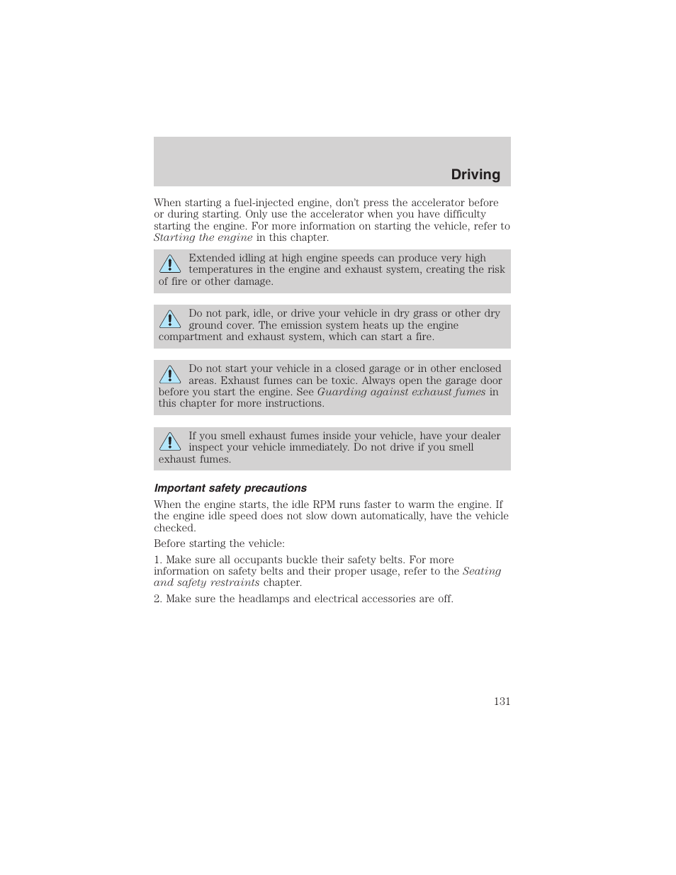 Driving | FORD 2003 F-150 v.2 User Manual | Page 131 / 272