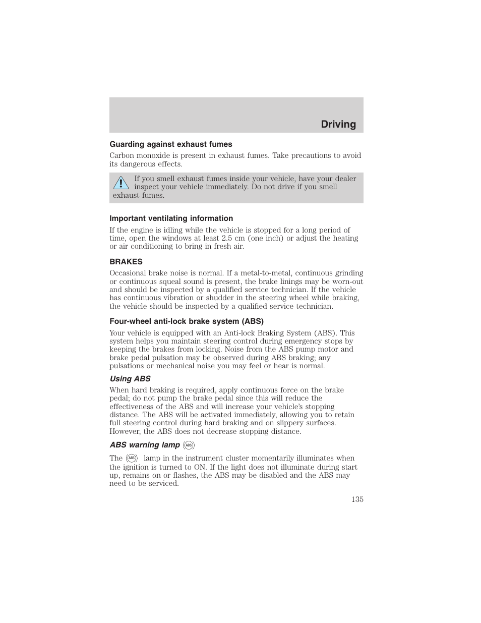 Driving | FORD 2003 F-150 v.2 User Manual | Page 135 / 272