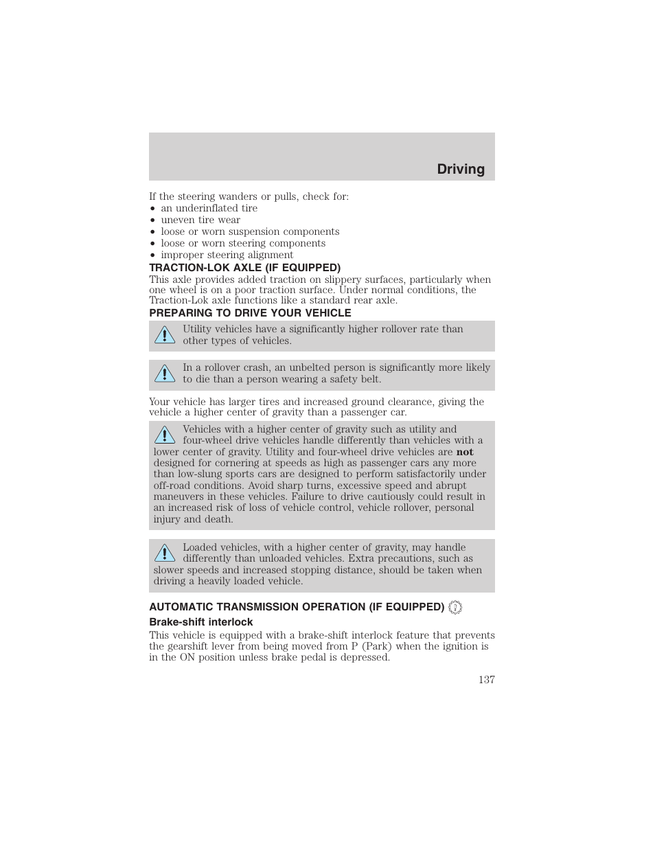 Driving | FORD 2003 F-150 v.2 User Manual | Page 137 / 272