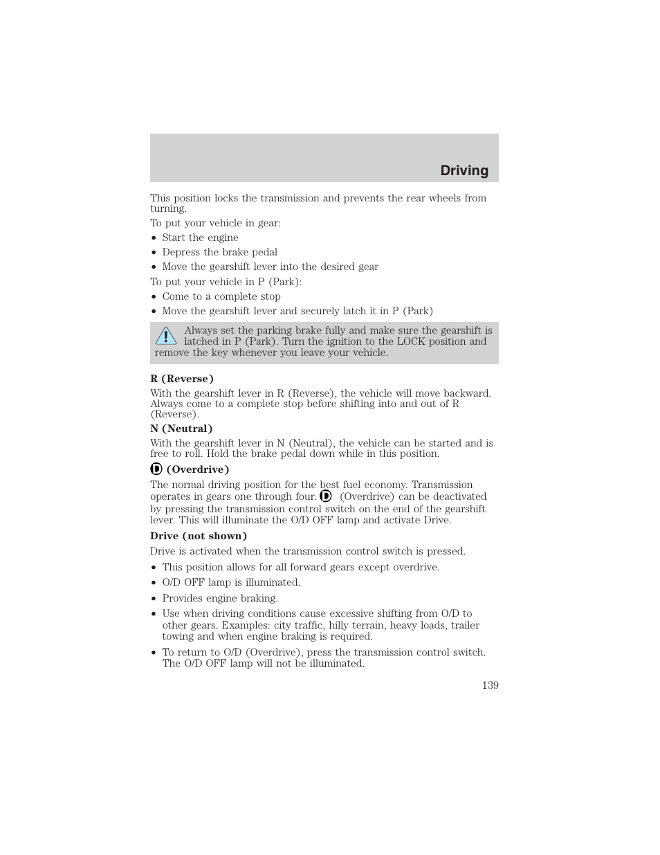 Driving | FORD 2003 F-150 v.2 User Manual | Page 139 / 272